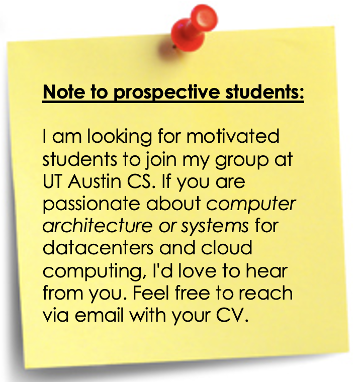 Note to prospective students